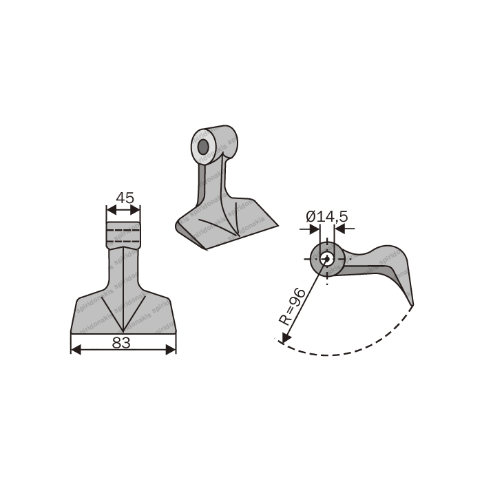 Mulcher Hammer EM66 Ø14.5 