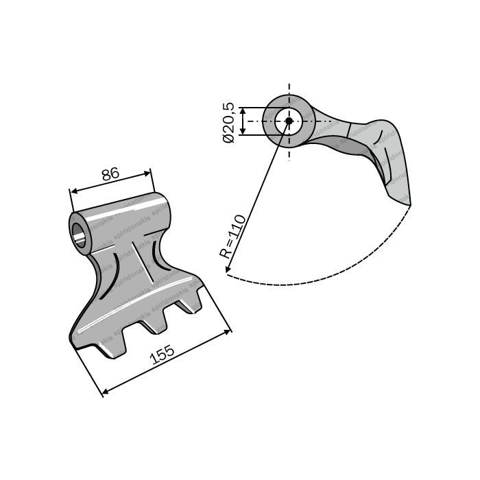 Mulcher Hammer RM2 Ø20,5 SABA