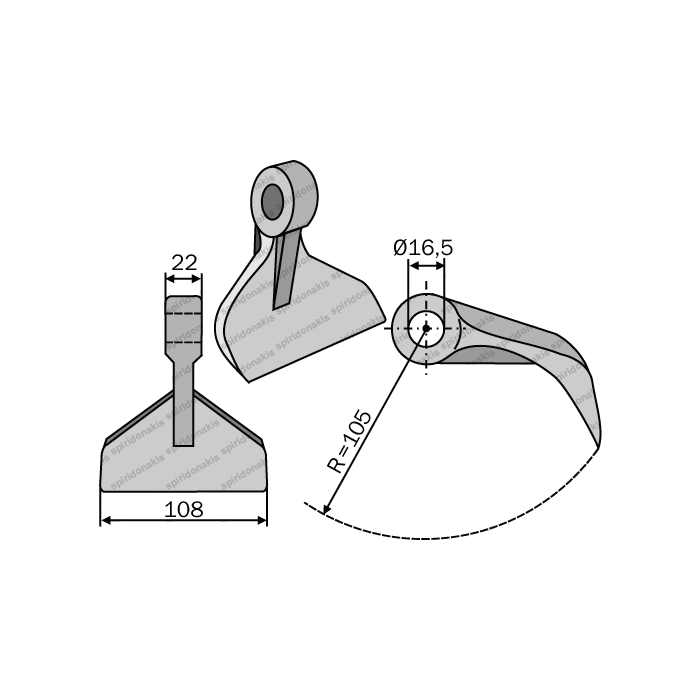 Mulcher Hammer RM7 Ø16,5 SABA