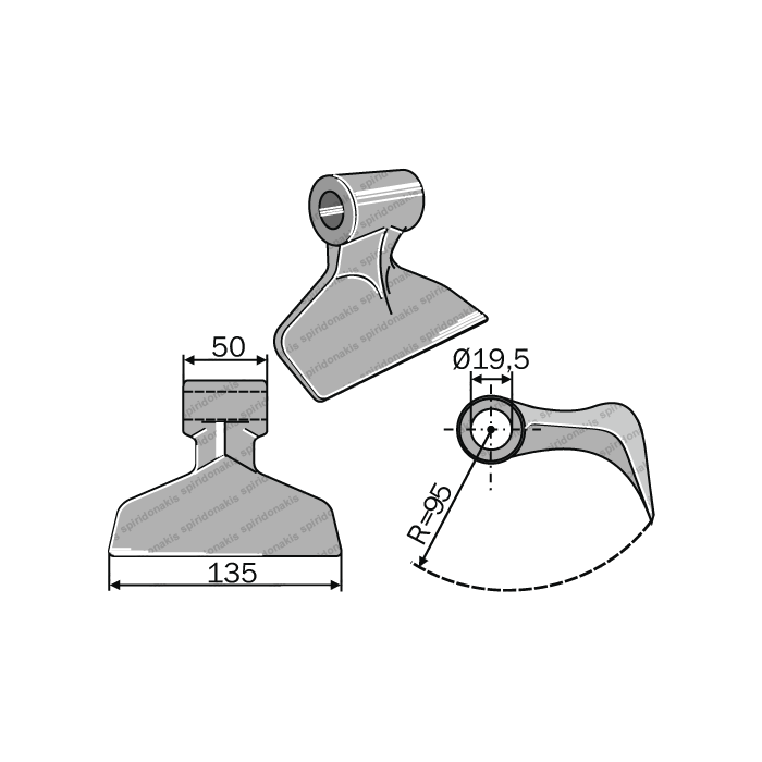 Mulcher Hammer RM105 Ø19,5 SABA