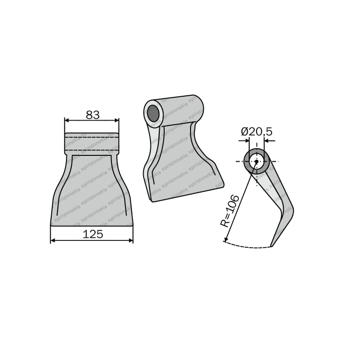 Mulcher Hammer RM153 Ø20,5 SABA