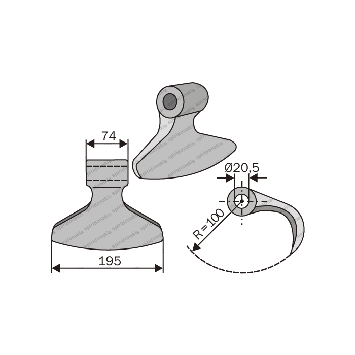 Mulcher Hammer RM16 Ø20,5 SABA