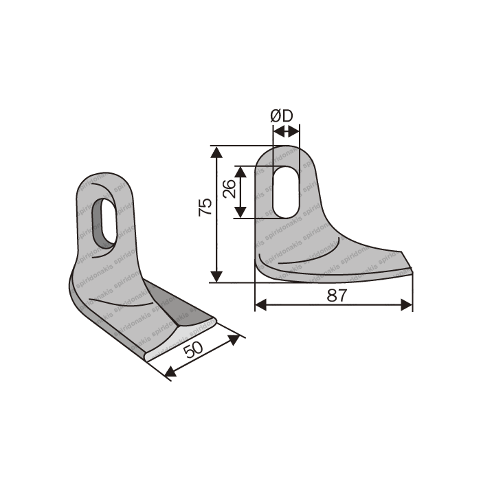 Mulcher Hammer RM35 Ø16x26 SABA