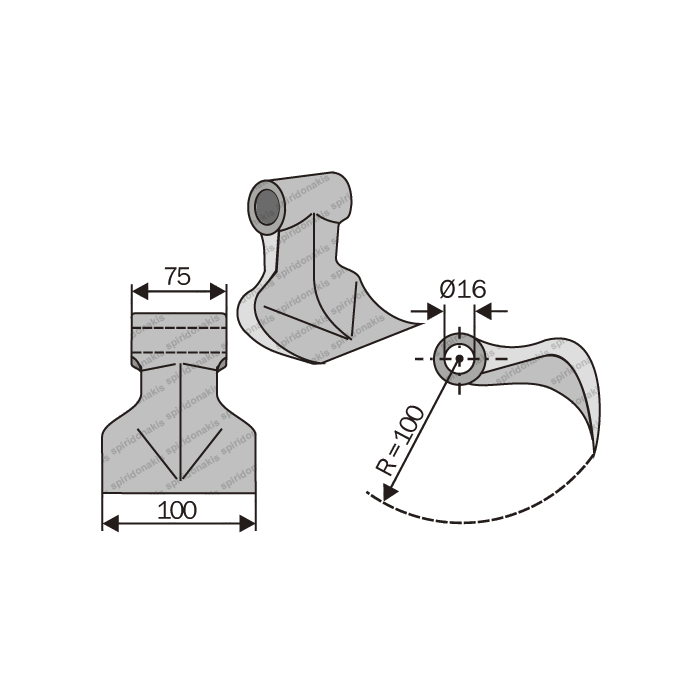 Mulcher Hammer RM36 Ø16,5 SABA