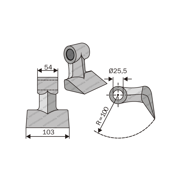 Mulcher Hammer RM40 Ø25,5 SABA