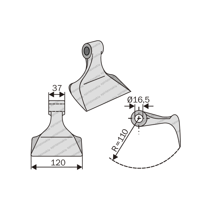 Mulcher Hammer RM43 Ø16,5 SABA