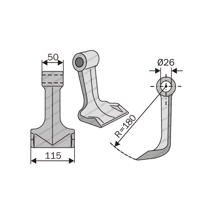 Mulcher Hammer RM46 Ø26 SABA