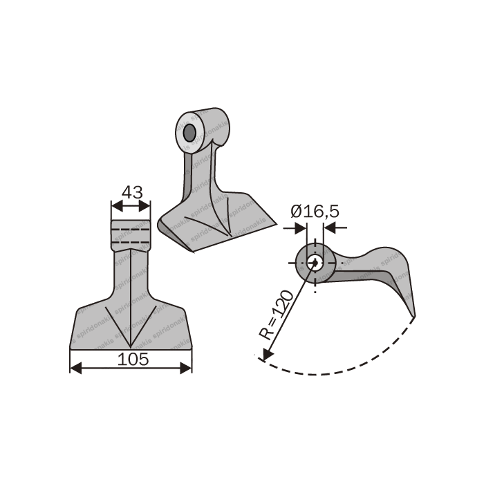 Mulcher Hammer RM47 Ø16,5 SABA