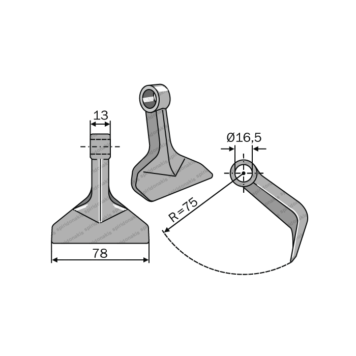 Mulcher Hammer RM71 Ø16,5 SABA