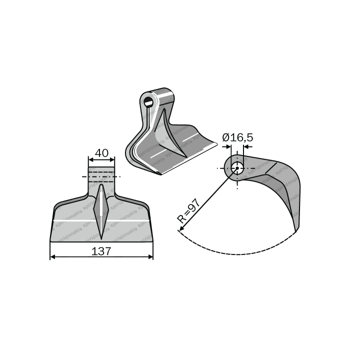 Mulcher Hammer RM74 Ø16,5 SABA