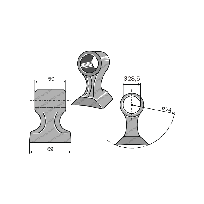 Mulcher Hammer RM76 Ø28,5 SABA 