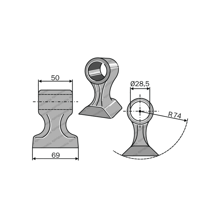 Mulcher Hammer RM907 Ø28.5 