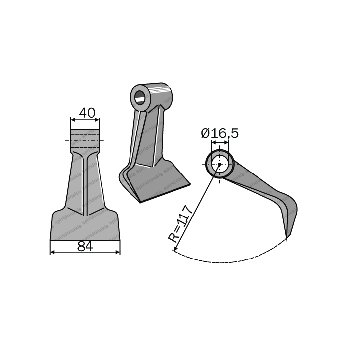 Mulcher Hammer RM94 Ø16,5 SABA