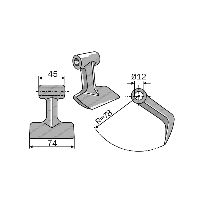 Mulcher Hammer RM97 Ø12,25 SABA