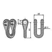 Mulcher Shackle Straight Ø11,5 BERFOR Mulcher Shackle Straight Ø11,5 BERFOR