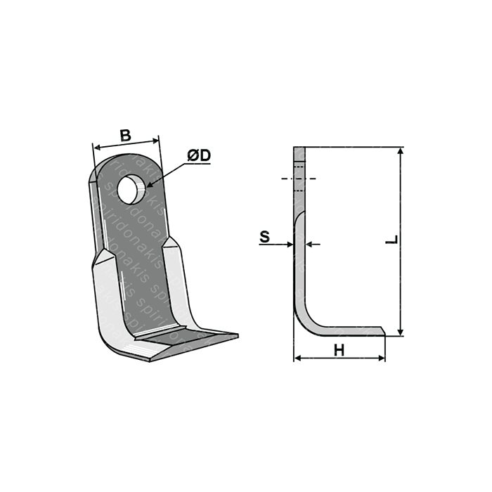 Mulcher Blade Corner 60x10 Berfor 