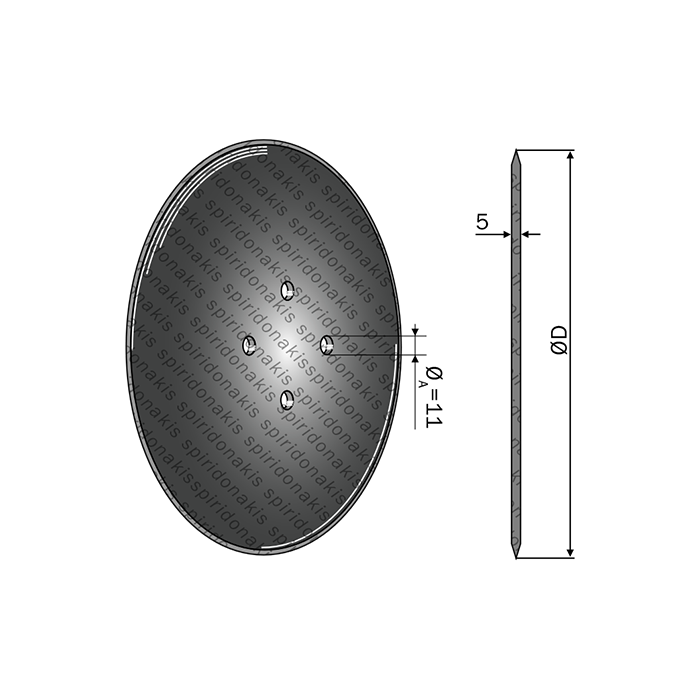 Δίσκος Επίπεδος Αρότρου Kverneland 076407 Ίσιος 20'' Bellota 