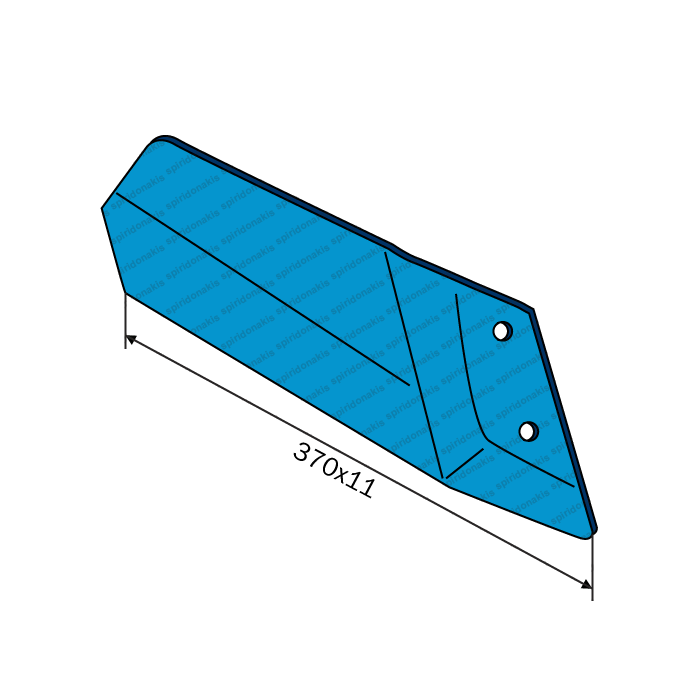 Πτερύγιο Πλαϊνό Καλλιεργητή Lemken 3374420 FL37D Gek 370x11 Δεξί Bellota