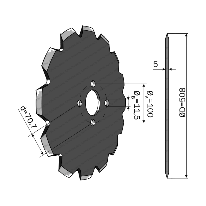 Plough Disc Ovlac 8320MR685EV Notched Bellota