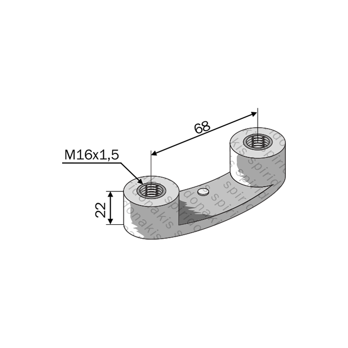 Υποδοχή βιδών ΚΚ68 Φ16x1.5