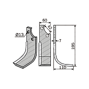Rotary Cultivator Blade Bertolini BT Curved 75x6 Left 