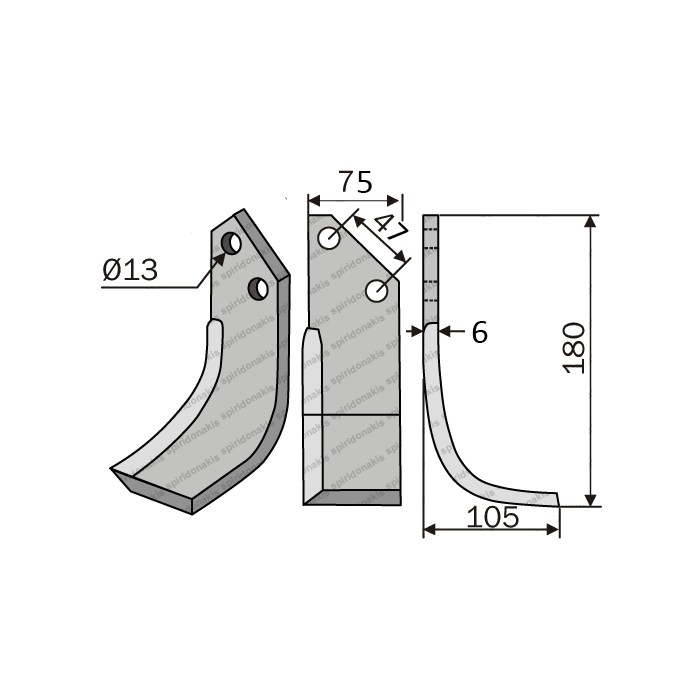 Rotary Cultivator Blade Fer.-Murat Angular 75x6