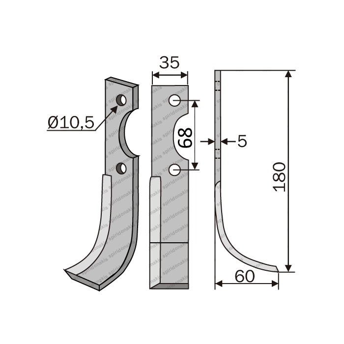 Rotary Cultivator Blade SEP 50 35x5