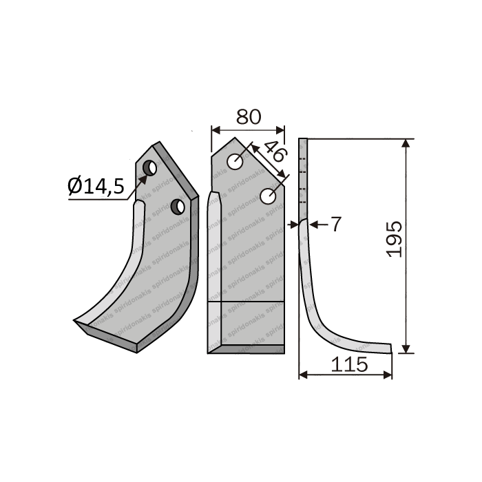 Rotary Cultivator Blade Maletti Angular 80x7 Rotary Cultivator Blade Maletti Angular 80x7