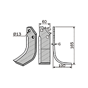 Rotary Cultivator Blade Bertolini Curved 60x6