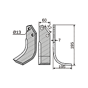 Rotary Cultivator Blade Bertolini Angular Long 60x6