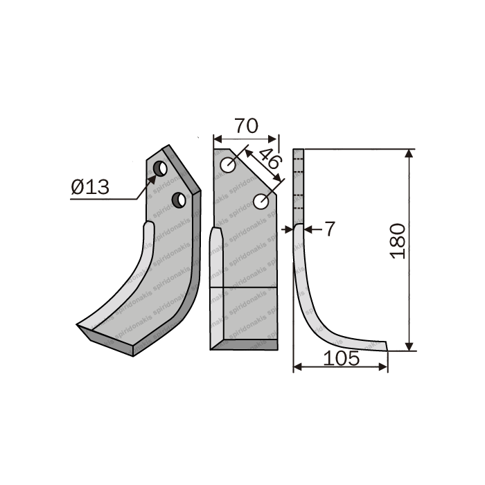 Rotary Cultivator Blade Fer.-Murat Angular 75x6