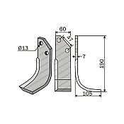 Rotary Cultivator Blade Ferrari 60x6