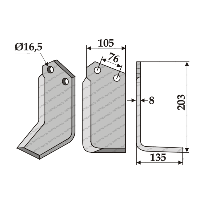 Μαχαίρι Φρέζας Kuhn 105X8 KK76 Φ16.5