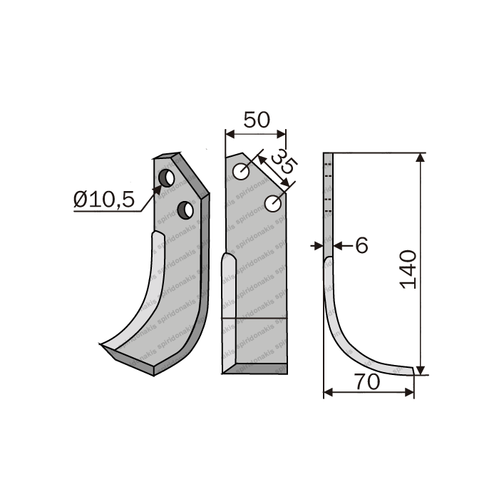 Rotary Cultivator Blade Dimitriou-Armatha 50x6