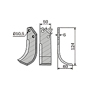 Rotary Cultivator Blade Dimitriou Short 50x6