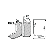 Rotary Cultivator Blade BFM-BAIANO Short Angular 50x6 Left Berfor 