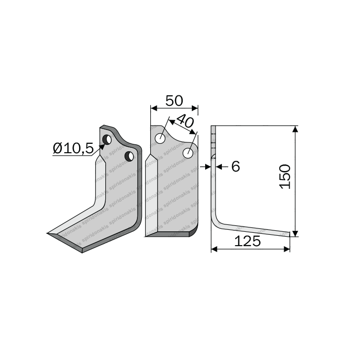 Rotary Cultivaotr Blade BFM-BAIANO Long Angular 50x6 Left Berfor 