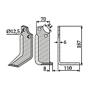 Rotary Cultivator Blade Maschio NCE Angular (70x6/12,5/44) Eurozappa  Right