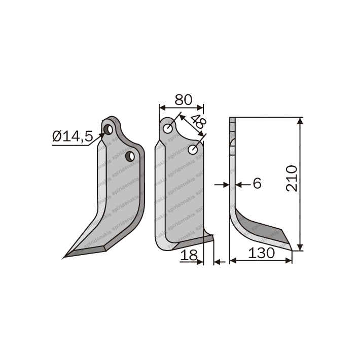 Rotary Cultivator Blade Maschio U Curved Berfor