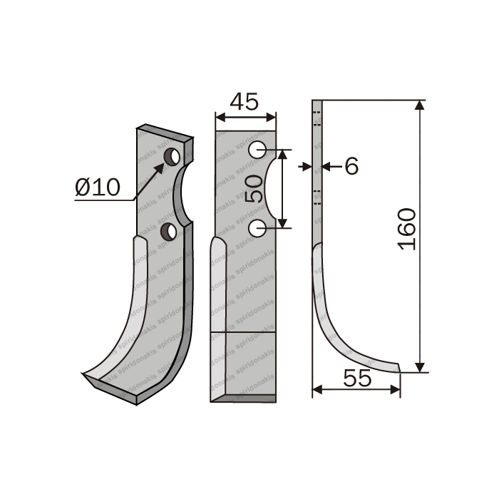 Rotary Cultivator Blade Tsalapataras 40Χ5