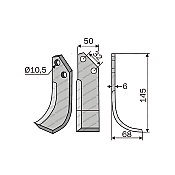 Rotary Cultivator Blade Gemka Long 50x6