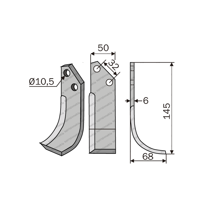 Rotary Cultivator Blade Gemka Long 50x6