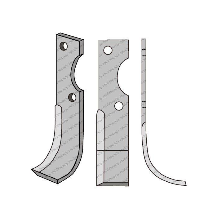 Rotary Cultivator Blade Viking 40x3 Slanted Holes