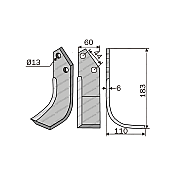 Rotary Cultivator Blade Goldoni Muratore 60x6 Curved 