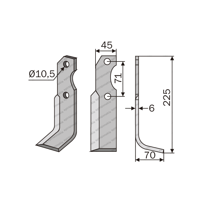 Rotary Cultivator Blade Grillo BT 45x6