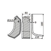 Rotary Cultivator Blade Konstantinidis Angular 80x9