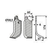 Rotary Cultivator Blade Maschio 60x5 Left