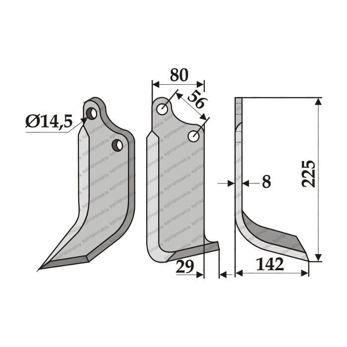 Rotary Cultivator Blade Curved Maschio China 