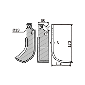 Rotary Cultivator Blade Maschio Curved 