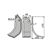Rotary Cultivator Blade Maschio UN Curved (80Χ7/ΚΚ47/Φ14.5)